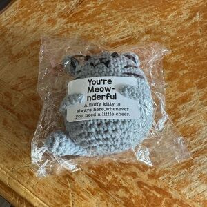 Gray Crocheted Cat Plush - You’re Meow-nderful, cute and fun